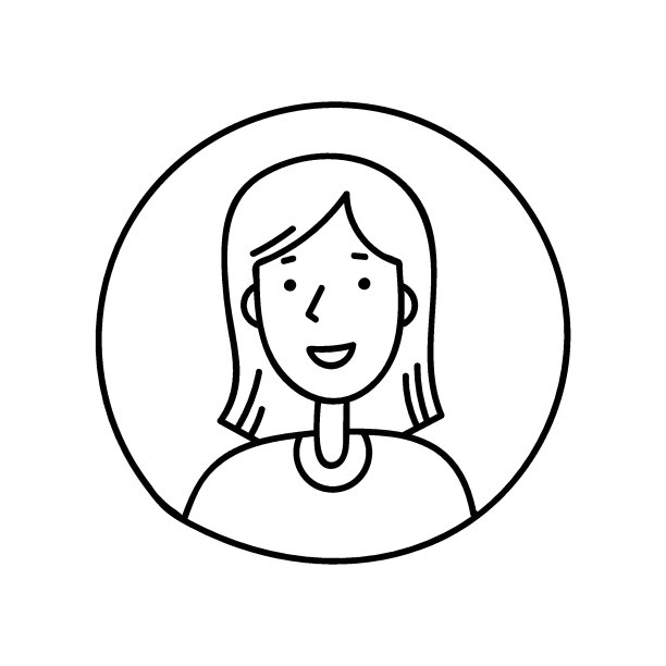 女人图标。手绘人类头像插图涂鸦素描风格。矢量图像。图片下载