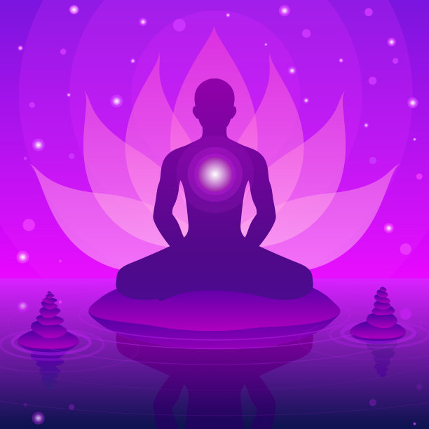 剪影人坐和沉思幻想荷花背景图片下载