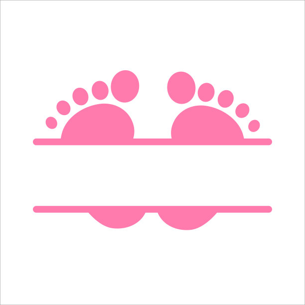 新生儿宝宝心形脚印矢量设计留空间添加文字图片下载