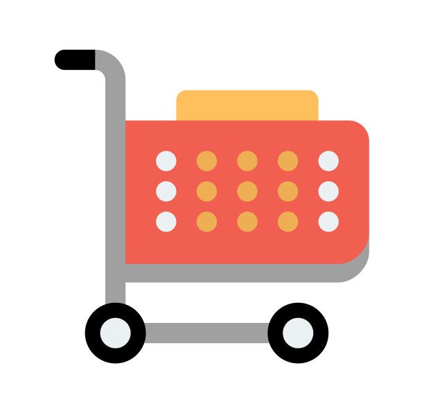 超市购物手推车。图标,矢量图图片下载