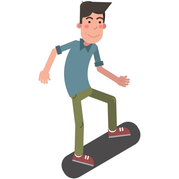 矢量滑板男子街头滑板插图图片下载