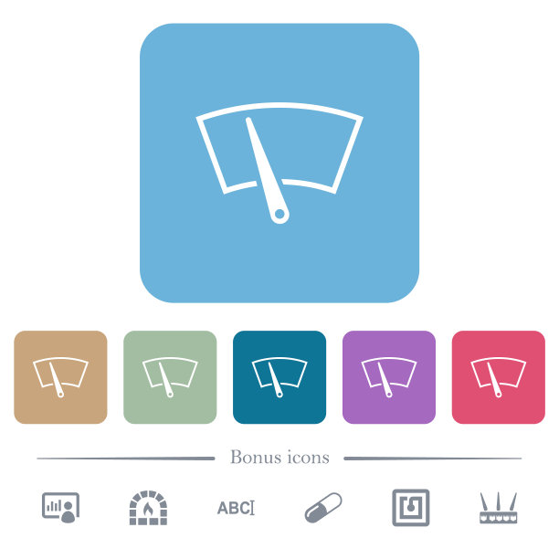 彩色圆角方形背景上的雨刷器平面图标图片下载