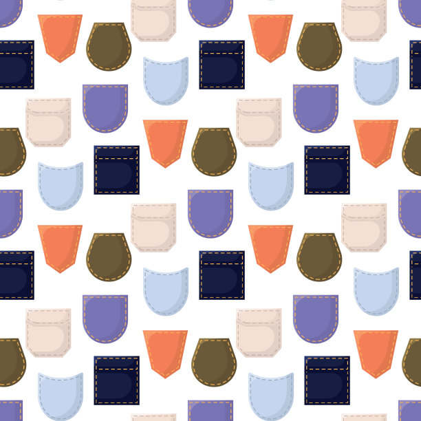 无缝矢量图案与牛仔裤口袋。休闲纺织品系列。矢量图图片下载