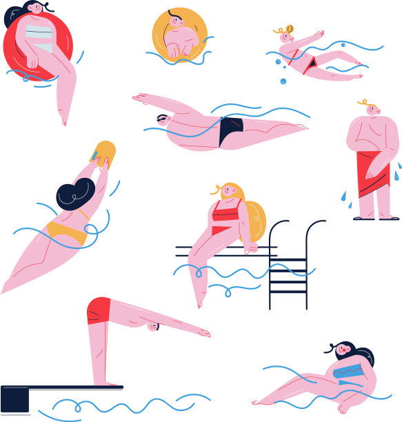 让人们游泳、跳水和玩得开心图片下载