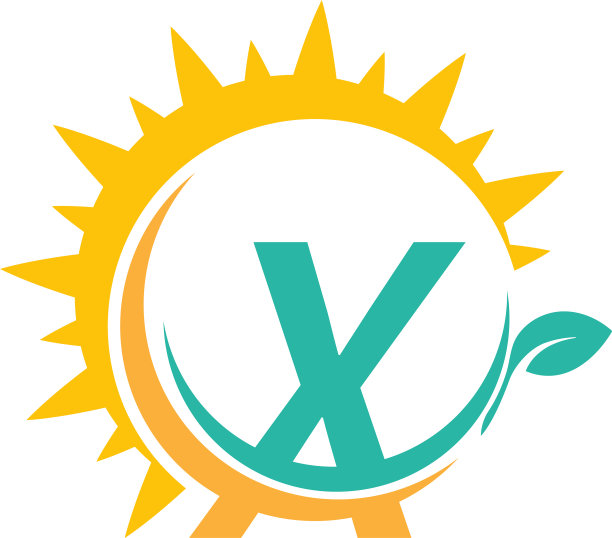 字母x图标与叶子标志结合而成图片下载