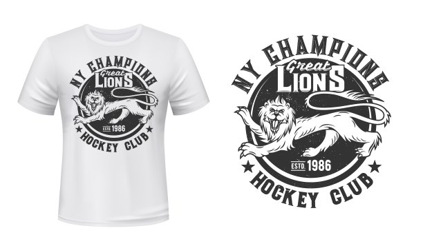狮子印t恤模型，曲棍球俱乐部队徽图片下载