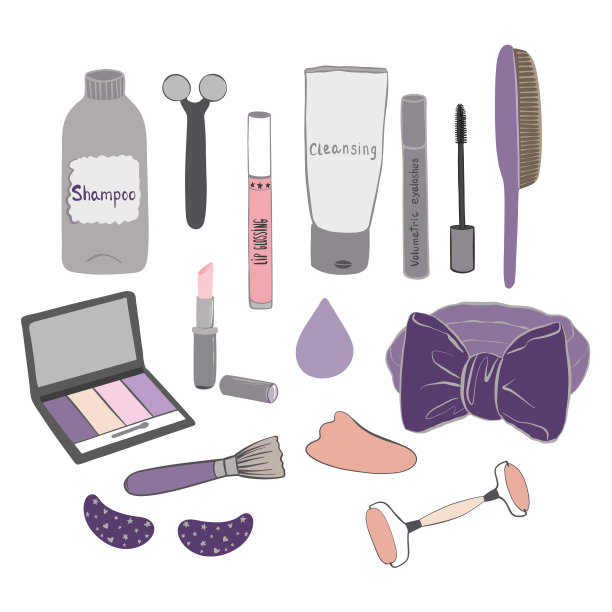 家庭护肤、化妆。画矢量图图片下载