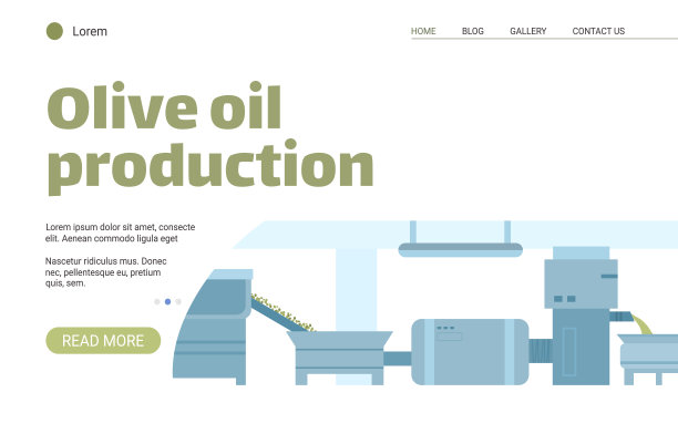 橄榄油生产网站与抽油设备矢量插图。图片下载