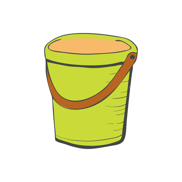 在白色背景上涂鸦风格的花园桶。花园工具。矢量图图片下载