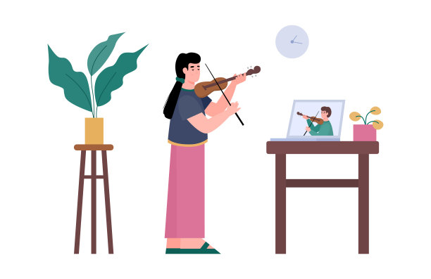 女孩有视频教程演奏乐器，在线上音乐小提琴课图片下载