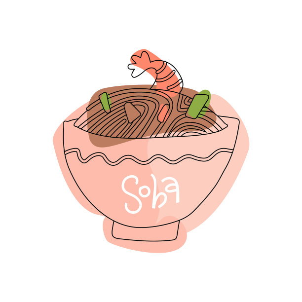 荞麦面以虾碗为概念图片下载