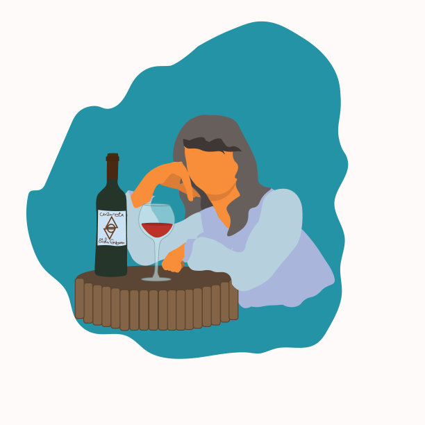 黑头发的女人坐在一杯葡萄酒前面图片下载