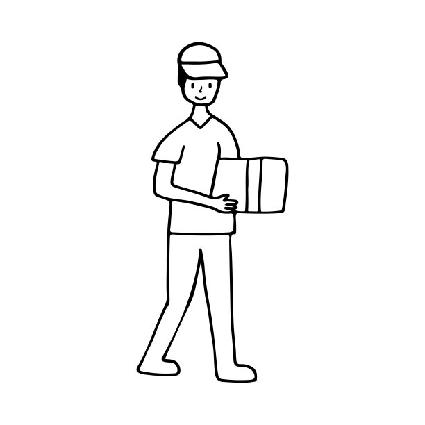 快递箱的涂鸦插图。手绘快递插图与盒子。快递配送概念与绘制快递和盒子图片下载