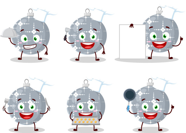 卡通人物圣诞球灰配图片下载