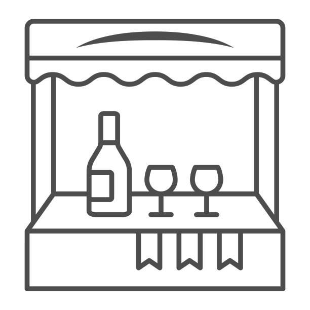 葡萄酒店细线标志葡萄酒节概念图片下载