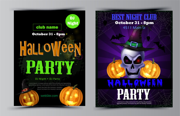 万圣节派对传单套装图片下载