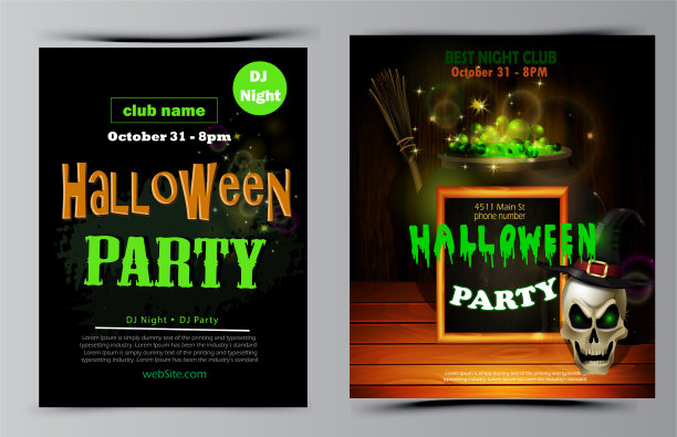 万圣节派对传单套装图片下载