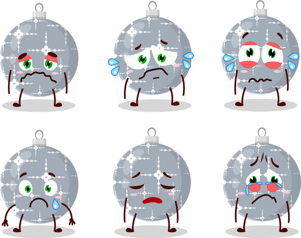 圣诞球灰色卡通人物与悲伤图片下载