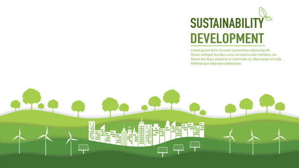 生态友好和可持续发展理念与剪纸设计，世界环境与生态，矢量插图图片下载