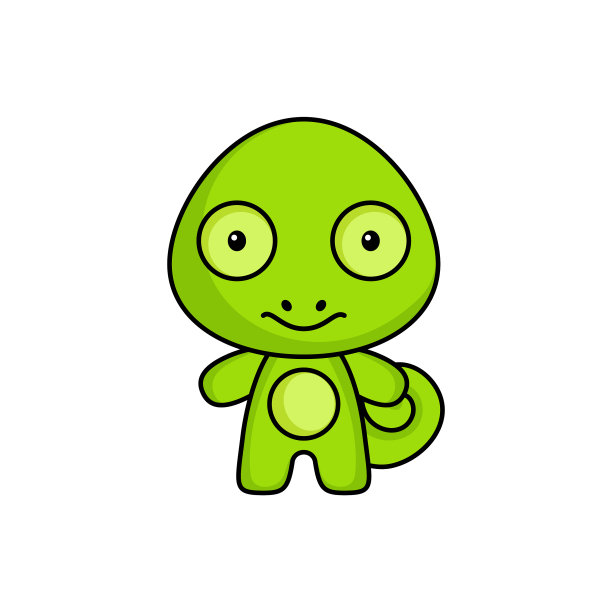 可爱的卡通变色龙标志模板上的白色图片下载