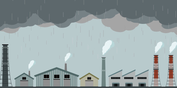 厂区烟雾雨图片下载