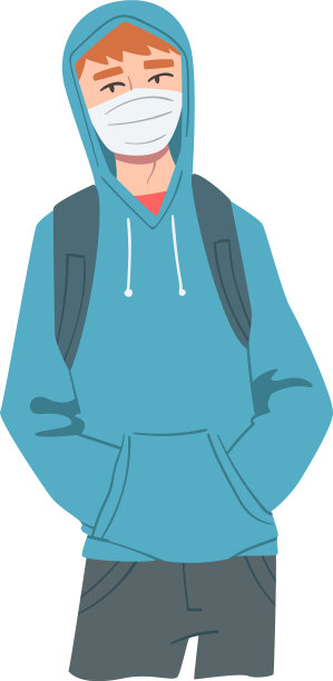 穿着帽衫戴着防护面具的年轻人图片下载