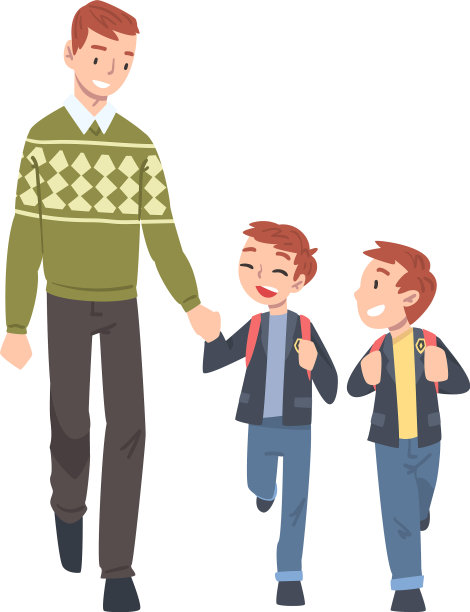 父亲带他的两个儿子去学校图片下载