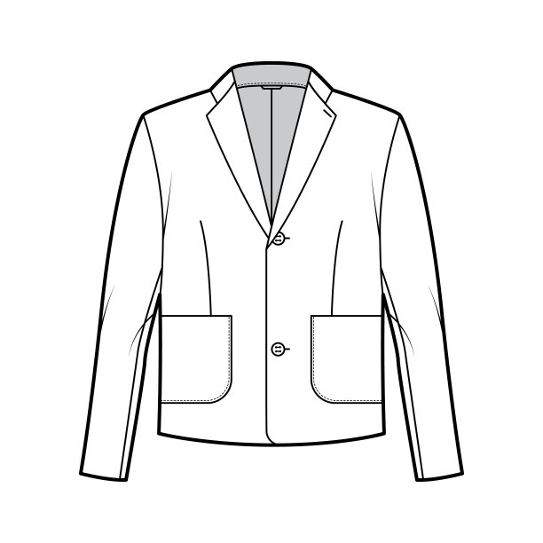 运动夹克套装技术时尚插图与长袖，缺口翻领，补丁口袋，超大的身体图片下载