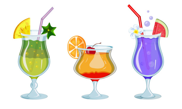 隔离的热带饮料的媒介图解图片下载