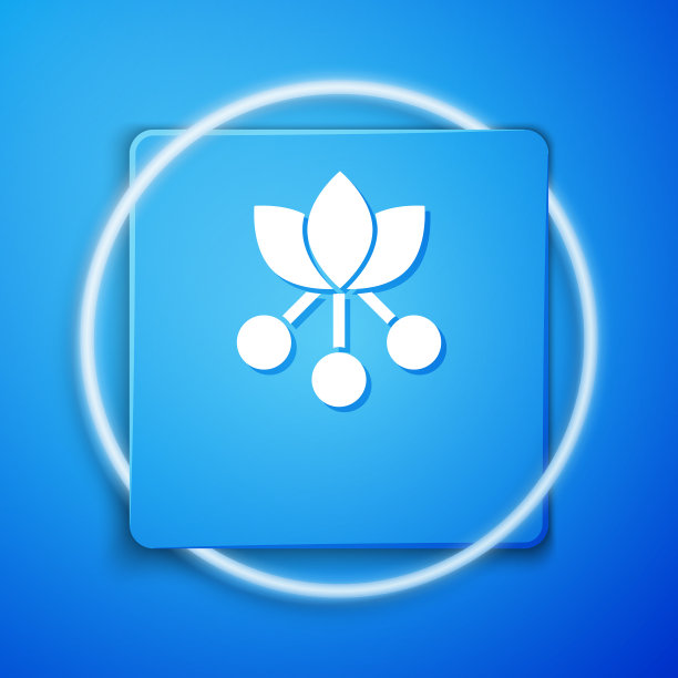 白色的咖啡豆枝，带有叶子和浆果的图标图片下载