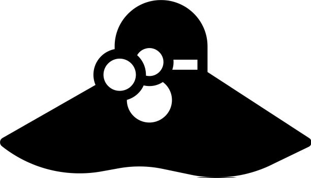 黑色优雅的女性帽子图标孤立在白色上图片下载