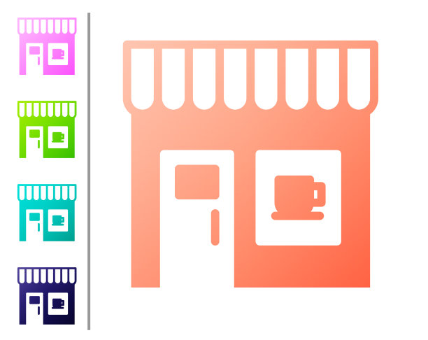 珊瑚咖啡店图标孤立在白色图片下载