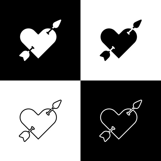 设爱的象征与心和箭头图标图片下载