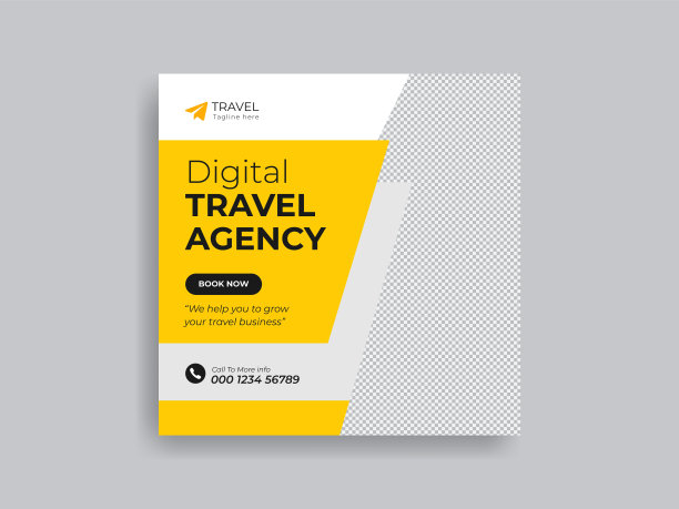 旅游社交媒体贴广告横幅模板设计图片下载