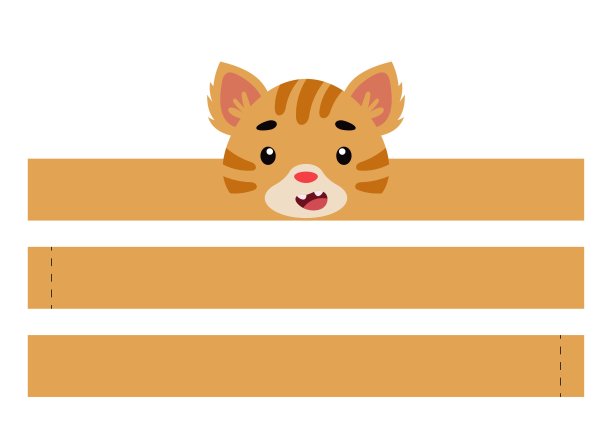 可印刷的猫纸皇冠。派对头带模切模板生日，圣诞节，婴儿淋浴。娱乐的乐趣配件。打印，剪切和胶水。矢量插图。图片下载