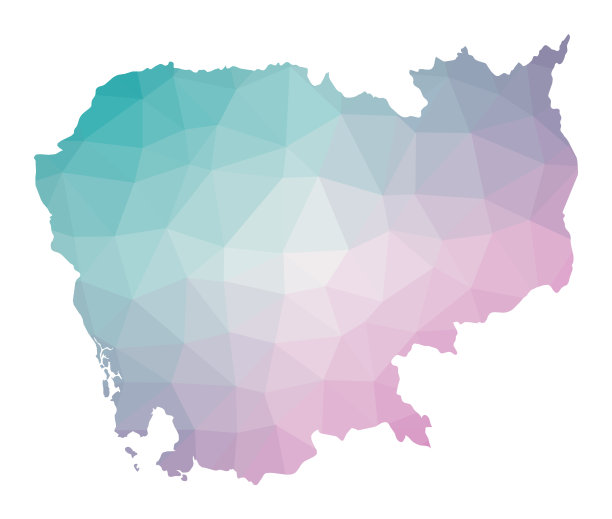 柬埔寨的多边形地图。图片下载