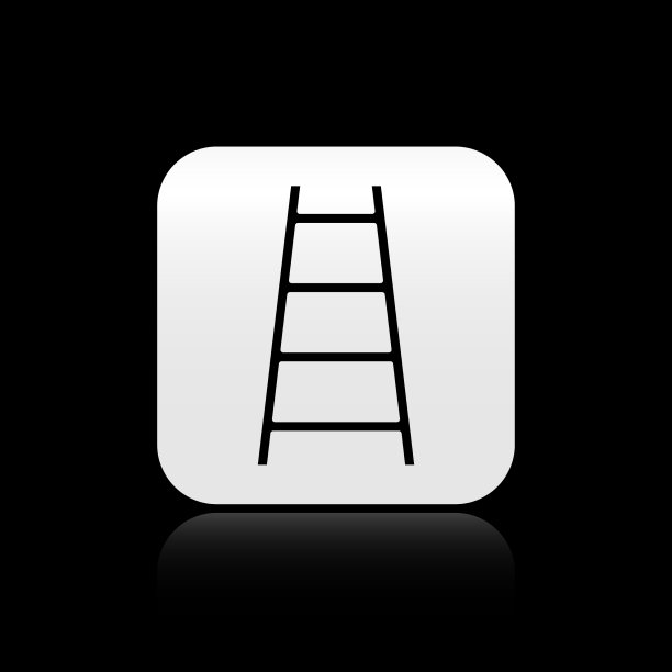 黑色楼梯与完成旗帜图标隔离图片下载