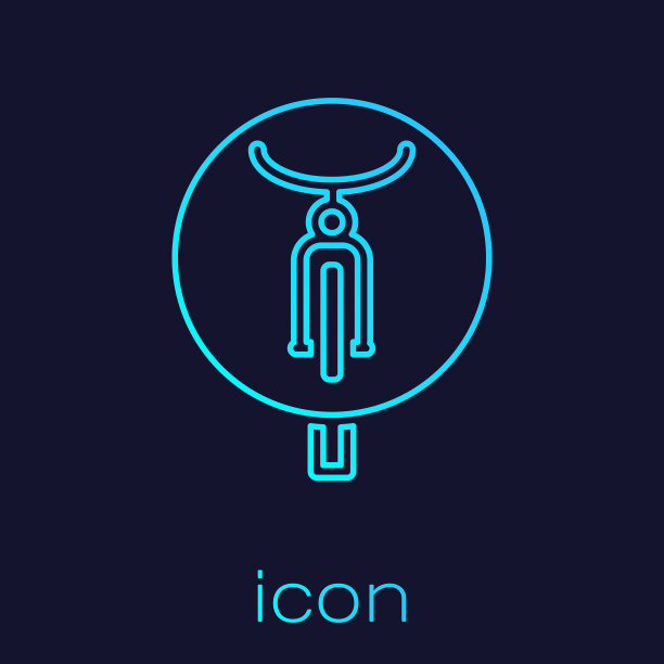 绿松石线自行车图标孤立在蓝色图片下载