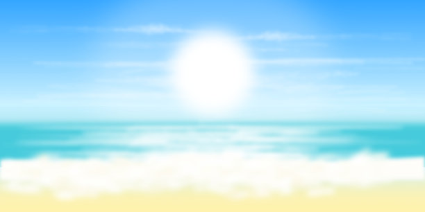 蓝色的天空和海洋背景与抽象模糊的夏季背景图片下载