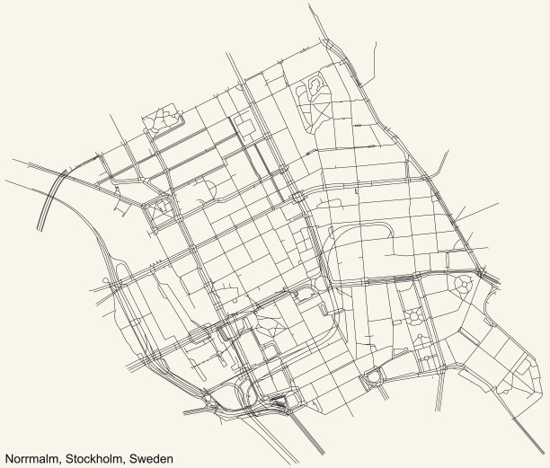 瑞典斯德哥尔摩Norrmalm区街道道路图图片下载