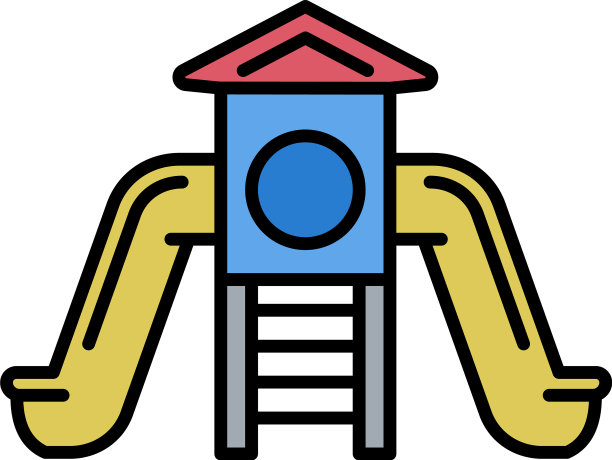 儿童滑梯操场图标轮廓风格图片下载