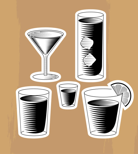 一套木刻鸡尾酒图片下载