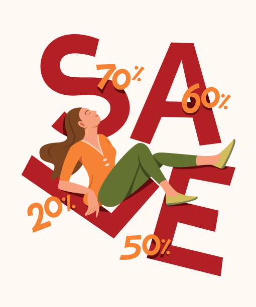 女人是大字销售和享受生活方式打折销售。图片下载