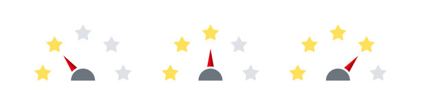 评定量表的迹象。满意度计。评级的星星。最小到最大。矢量图图片下载