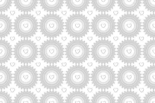 白色背景上黑心的曼荼罗。图片下载