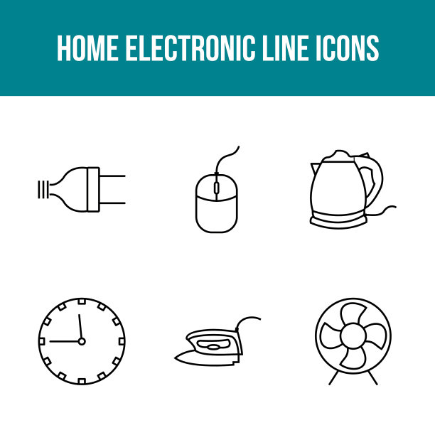 独特的家用电器图标集图片下载