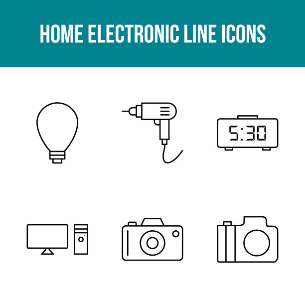 独特的家用电器图标集图片下载