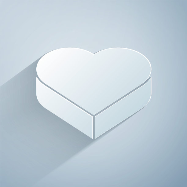 剪纸糖果心形盒子和弓图标孤立在灰色背景。情人节。纸艺术风格。向量图片下载