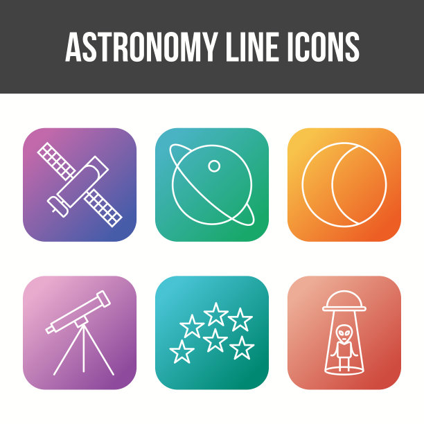 独特的天文线图标集图片下载