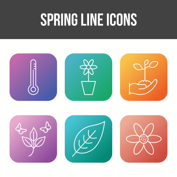 独特的弹簧图标集图片下载